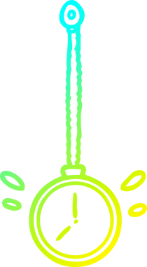 Bir insan tarafından çizilmiş sallanan altın bir hipnozcunun soğuk gradyan çizgisi