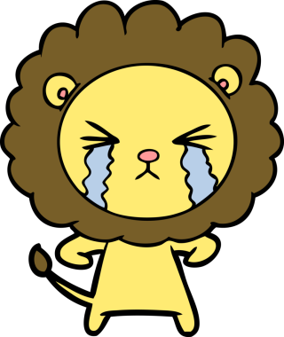 Bir insan tarafından çizilmiş ağlayan bir aslan.