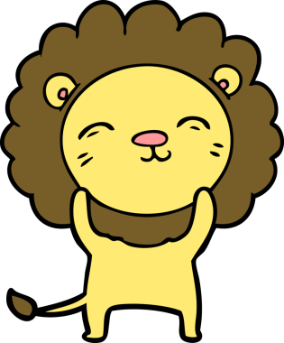 Bir insan tarafından çizilmiş çizgi film aslanı.