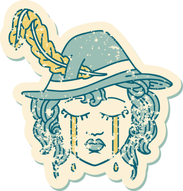 Bir insan tarafından çizilmiş ağlayan bir insan ozanın grunge çıkartması.