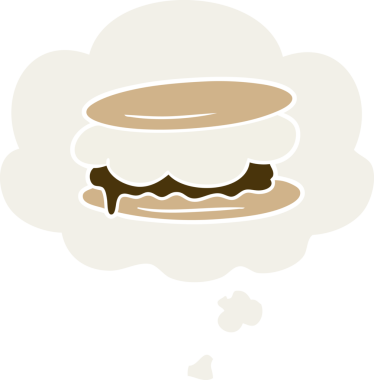 Düşünce baloncuğu olan smore çizgi filmi bir insan tarafından çizilmiş.