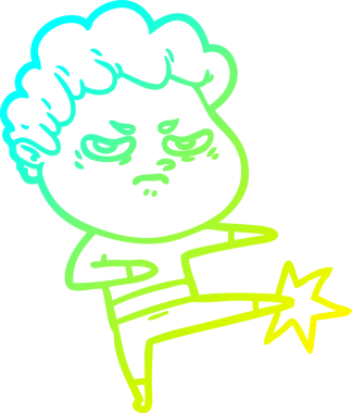 Bir insan tarafından çizilmiş kızgın bir adamın soğuk çizgi çizimi.