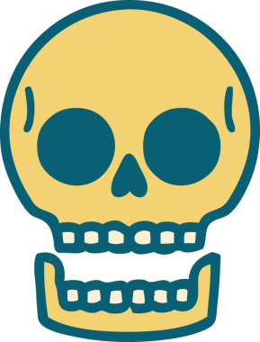 Bir insan tarafından çizilmiş bir kafatasının ikonik dövme şekli