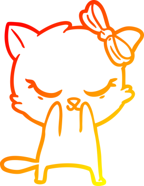 Bir insan tarafından çizilmiş sevimli bir çizgi film kedisinin sıcak çizgi çizimi