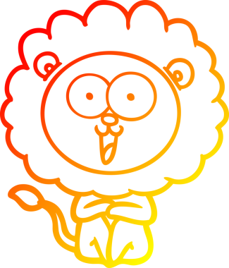 Bir insan tarafından çizilmiş mutlu çizgi film aslanının sıcak çizgi çizimi