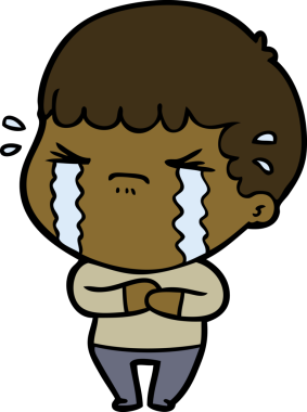 Bir insan tarafından çizilmiş ağlayan çizgi film adamı.