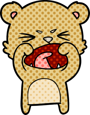 Bir insan tarafından çizilmiş kızgın çizgi film ayısı.