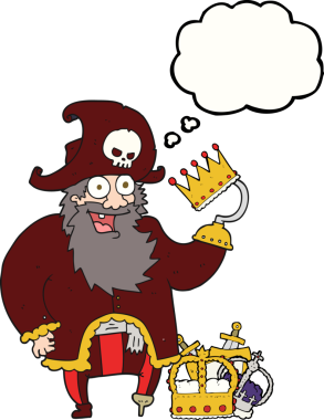 Bir insan tarafından çizilmiş serbest çizim balon karikatür korsan kaptanı.