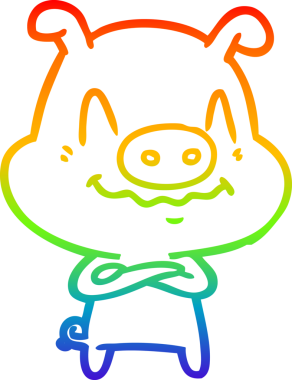 gökkuşağı gradyan çizimi bir insan tarafından çizilmiş sinir çizgi domuz