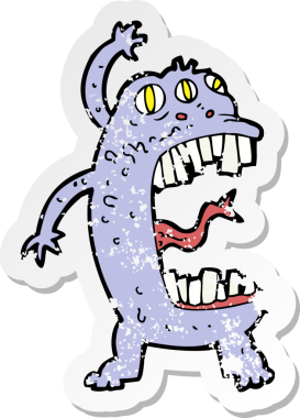 Bir insan tarafından çizilmiş çılgın bir çizgi filmin gerilimli çıkartması.