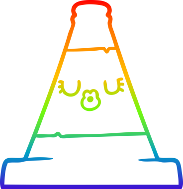Bir insan tarafından çizilmiş çizgi film trafik konisi çizimi