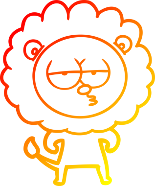 Bir insan tarafından çizilen ve canı sıkılan bir aslanın sıcak çizgi çizimi