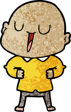 Bir insan tarafından çizilmiş mutlu, kel adam.