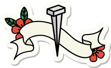 Bir insan tarafından çizilmiş demir çivi amblemli dövme stili.