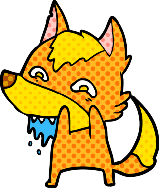 Bir insan tarafından çizilmiş tilki çizgi film karakteri