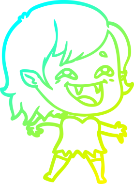 Bir insan tarafından çizilmiş gülen vampir kız çizgi filmi.