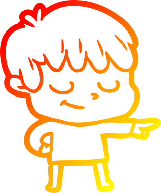 Bir insan tarafından çizilen mutlu bir çocuğun sıcak çizgi çizimi.