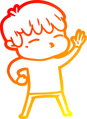 Bir insan tarafından çizilmiş, çizgi film karakteri meraklı bir çocuk çizimi.