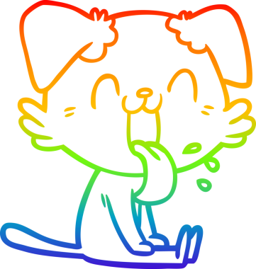 Gökkuşağı gradyan çizgi çizimi Bir insan tarafından çizilmiş nefes nefese bir köpek