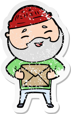 Bir insan tarafından çizilmiş mutlu sakallı bir adamın sıkıntılı çıkartması.