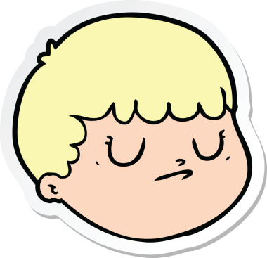 Bir insan tarafından çizilmiş karikatür erkek yüzü çıkartması