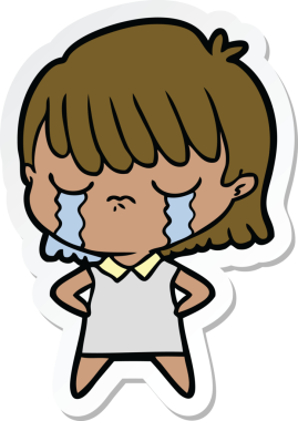 Bir insan tarafından çizilmiş, ağlayan bir karikatür kadının çıkartması.