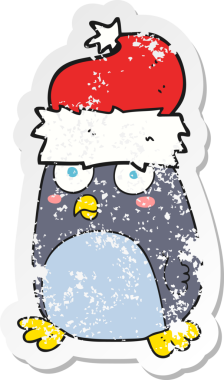 Bir insan tarafından çizilmiş penguen çizgi filminin gerilimli yapıştırması.