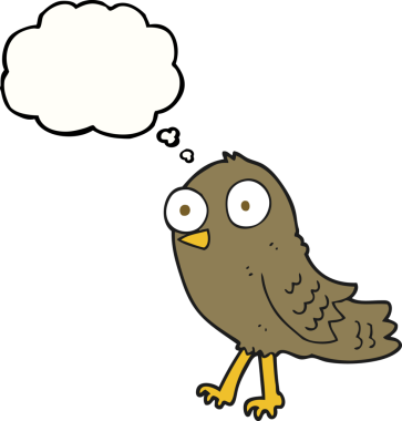 Bir insan tarafından çizilmiş serbest çizim balon karikatür kuşu.