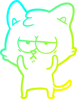 Sıkılmış çizgi film kedisinin insan tarafından çizilmiş soğuk gradyan çizgisi