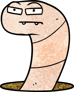 Bir insan tarafından çizilmiş bir solucan.