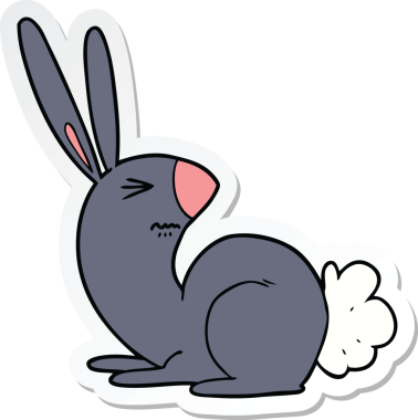 Bir insan tarafından çizilmiş kızgın bir tavşan çıkartması.