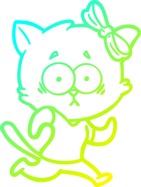 Bir insan tarafından çizilen çizgi film kedisinin soğuk gradyan çizgisi.