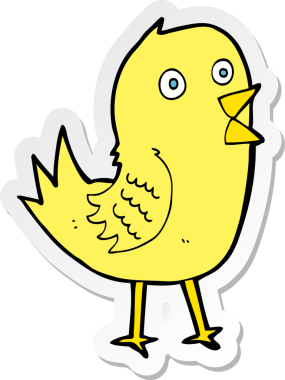 Bir insan tarafından çizilmiş tweet kuşunun çıkartması.