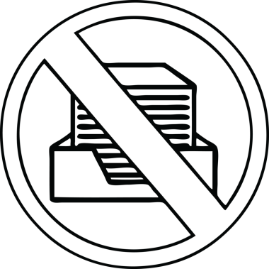 Bir insan tarafından çizilmiş kağıtsız bir ofis sembolünün çizgi çizimi