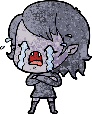 Bir insan tarafından çizilmiş ağlayan vampir kız çizgi filmi.