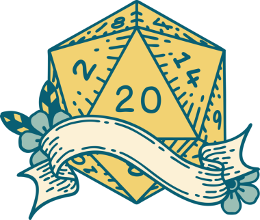 Retro Dövme Biçimi Doğal 20 D20 zar bir insan tarafından çizildi