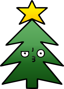 Bir insan tarafından çizilmiş bir noel ağacının gölgeli karikatürü.