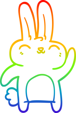 Gökkuşağı gradyan çizgi çizimi Bir insan tarafından çizilmiş mutlu tavşan