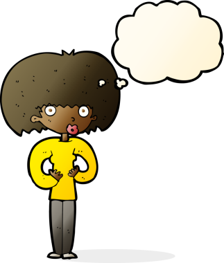 Bir insan tarafından çizilmiş düşünce balonlu bir karikatür.