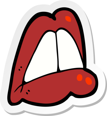 Bir insan tarafından çizilmiş dudak karikatürü çıkartması.