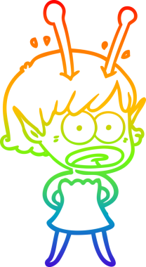 gökkuşağı gradyan çizimi bir çizgi film şok uzaylı kız bir insan tarafından çizildi