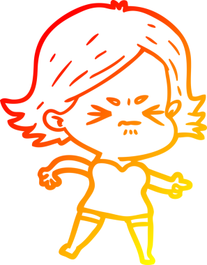 Bir insan tarafından çizilmiş kızgın bir kızın sıcak çizgi çizimi