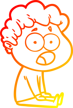 Bir insan tarafından şaşırtılarak çizilen çizgi film karakterinin sıcak çizgi çizimi.