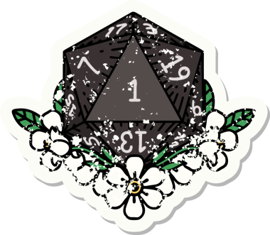 Doğal bir zarın grunge sticker 'ı bir insan tarafından çizilmiş çiçek elementleriyle yuvarlanıyor.