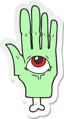 Bir insan tarafından çizilmiş bir karikatür çıkartması.