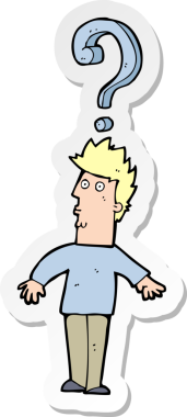 Bir insan tarafından çizilmiş, kafası karışmış bir adamın çıkartması.