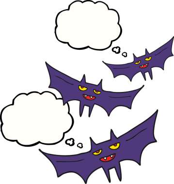 Bir insan tarafından çizilmiş serbest çizim balon karikatür cadılar bayramı yarasası