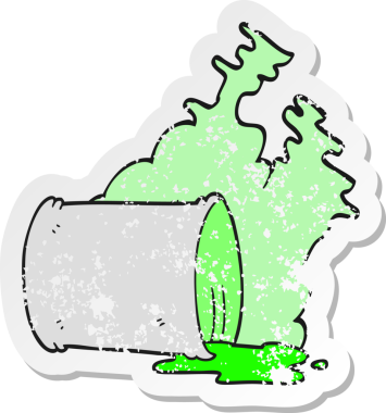 Bir karikatürün gerilimli retro yapıştırması bir insan tarafından çizilmiş kimyasallar.