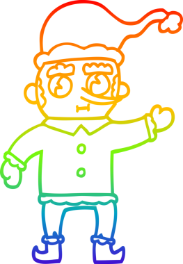 gökkuşağı gradyan çizimi bir insan tarafından çizilmiş bir çizgi noel elfi