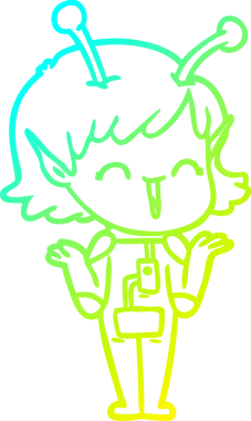 Soğuk gradyan çizgisi, bir insan tarafından çizilmiş gülen uzaylı bir kızın çizimi.